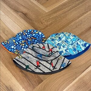 Lot of Three Reversible Swim Bucket Hats